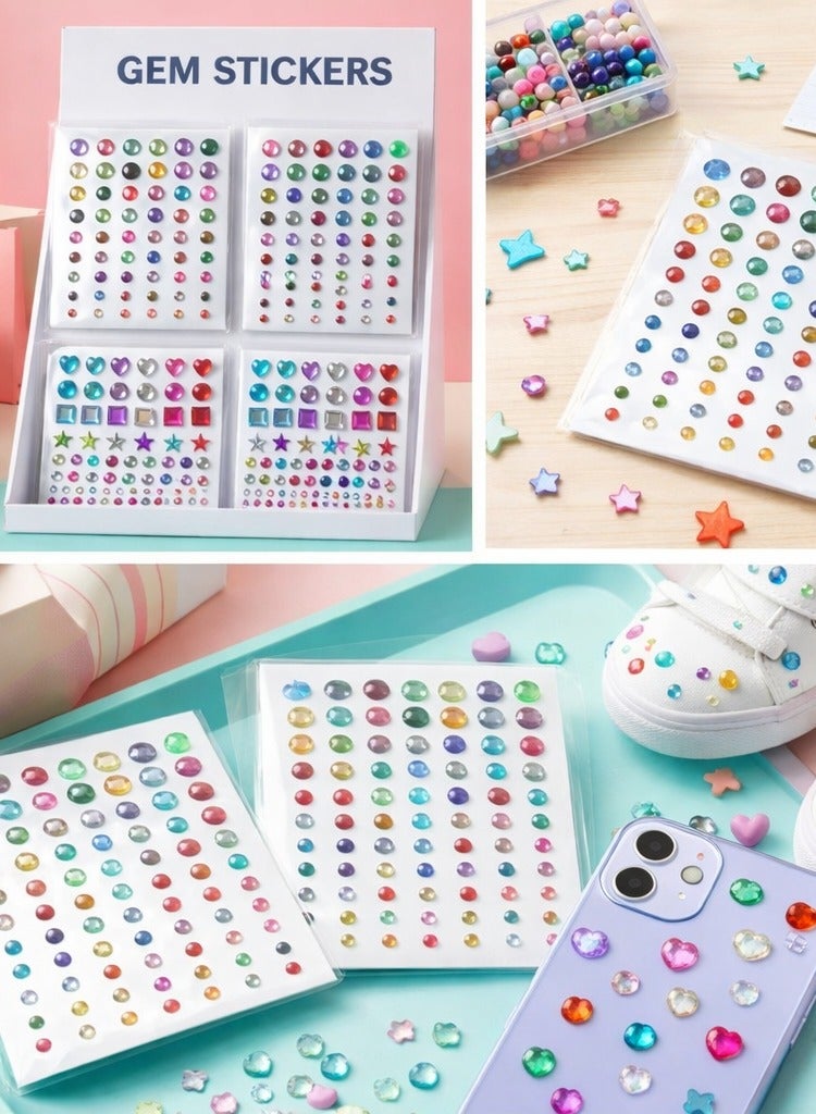 Gem Rhinestone Stickers – 368 pcs Self Adhesive Jewel Stickers for Craft Decoration, DIY & Gift Wrapping - Image 1